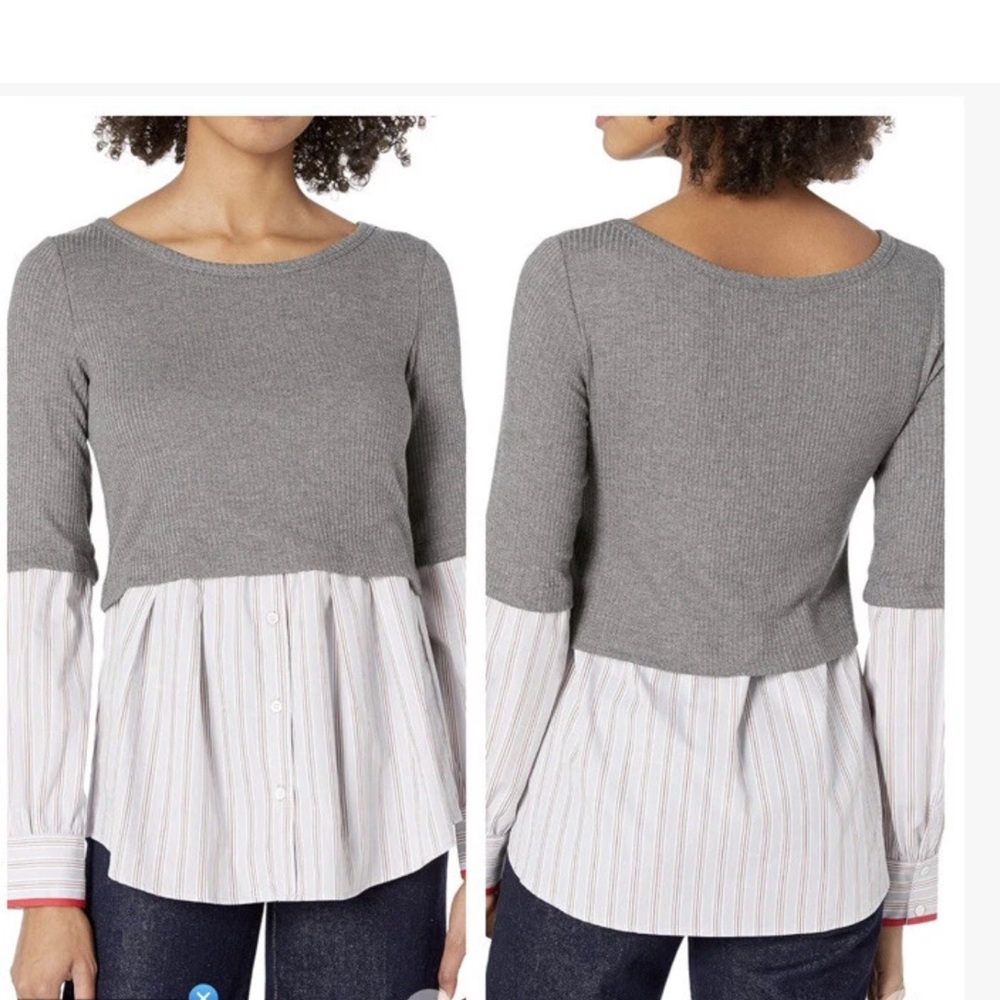 Bailey 44 Esme Mixed media Ribbed Shirt top size XS